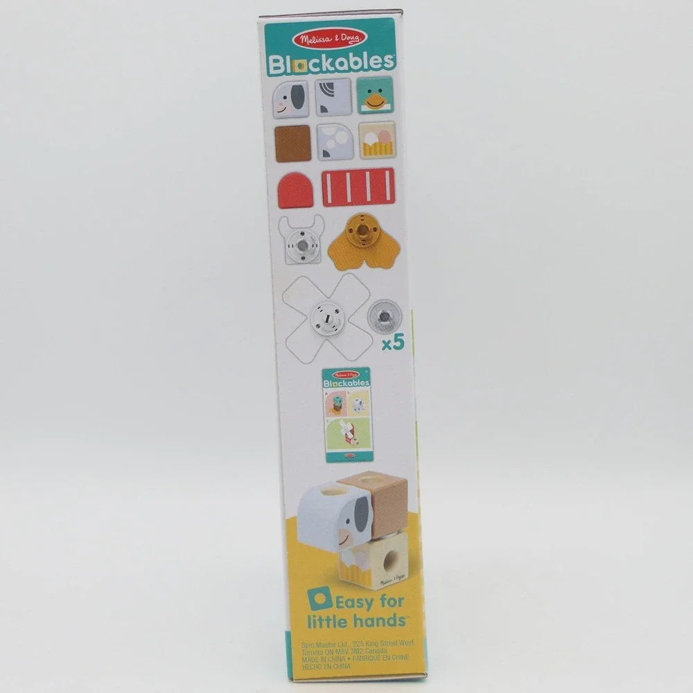 Melissa & Doug Blockables Farms Friends Play Set 16 Pc Snap & Play Wooden Blocks